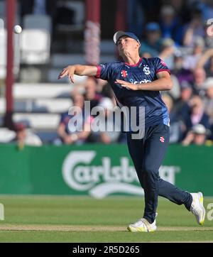 Northampton, Regno Unito. 02nd giugno, 2023. Northampton 2 giugno : durante il Vitality T20 Blast match tra Northamptonshire Steelbacks e LEICESTERSHIRE VOLPI al County Ground Northampton il 2 giugno 2023 Northampton Inghilterra . Credit: PATRICK ANTHONISZ/Alamy Live News Foto Stock