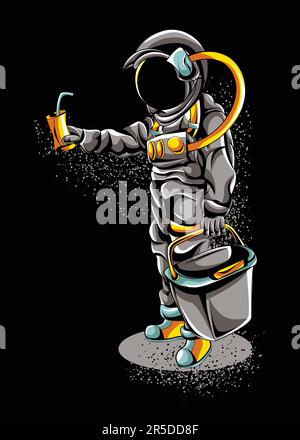 Carattere astronauta spazio adatto come regalo di compleanno per i vostri amici, celebrazione, evento o comunità spaziale e astronauta. Tour spaziale Illustrazione Vettoriale