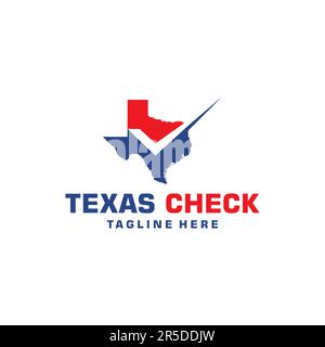 mappa del texas con logo a assegno ispirato al design Illustrazione Vettoriale
