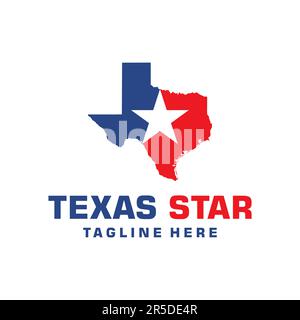 mappa del texas con ispirazione per il design del logo star Illustrazione Vettoriale
