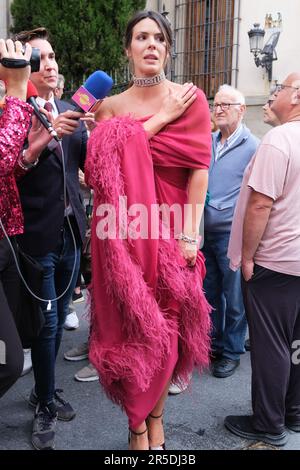 Madrid, Spagna. 02nd giugno, 2023. Laura Matamoros partecipa alla cerimonia nuziale di Marta Lopez e Kiko Matamoros presso l'hotel Ritz di Madrid. Credit: SOPA Images Limited/Alamy Live News Foto Stock