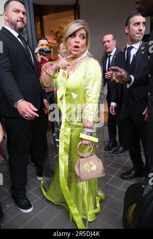 Madrid, Spagna. 02nd giugno, 2023. Terelu Campos partecipa alla cerimonia nuziale di Marta Lopez e Kiko Matamoros presso l'hotel Ritz di Madrid Credit: SOPA Images Limited/Alamy Live News Foto Stock