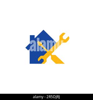 Simbolo del logo del servizio domestico. Design del logo dello strumento Home Illustrazione Vettoriale