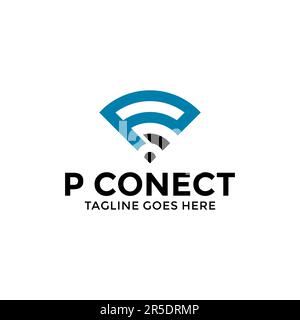 P modello di logo wifi Design idea creativa Illustrazione Vettoriale