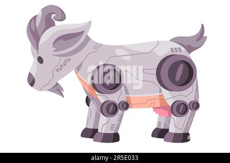 Robot animale di capra robot creatura robot macchina futuristica cyborg illustrazione grafica Illustrazione Vettoriale