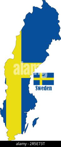 Mappa e bandiera della Svezia Illustrazione Vettoriale
