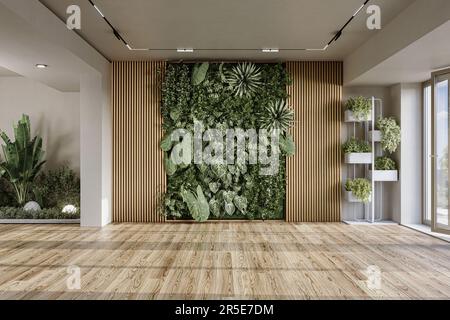 Live muro verde in casa. Giardinaggio verticale Foto Stock