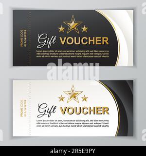 Modello di voucher regalo vettoriale. Volantino universale per le aziende. design vettoriale bianco e nero di lusso per grandi magazzini, aziende. . Illustrazione Vettoriale