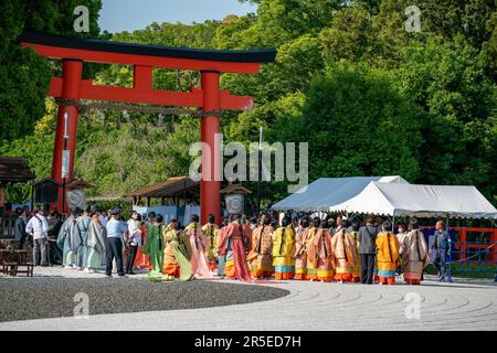 Parata sul festival Aoi matsuri 2023 a Kyoto, Giappone. Foto Stock