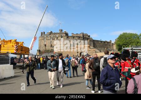 Castello di Edimburgo - Trooping the Colour Practise. Foto Stock