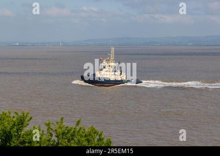 Tirare Svitzer Avon verso l'esterno per incontrare una nave Foto Stock