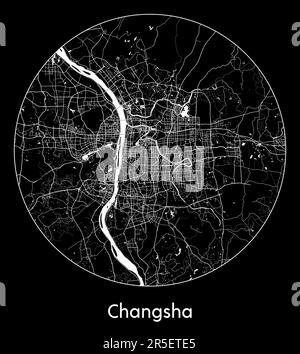 Mappa della città Changsha Cina Asia illustrazione vettoriale Illustrazione Vettoriale