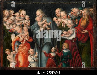 Cristo benedice i bambini. Lucas Cranach il giovane e Workshop. c. 1545–50 Foto Stock