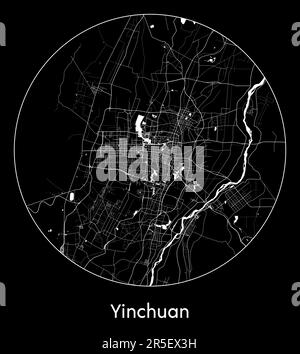 Mappa della città Yinchuan Cina Asia illustrazione vettoriale Illustrazione Vettoriale