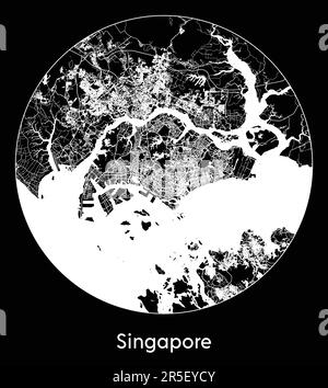 Mappa della città Singapore Singapore Asia illustrazione vettoriale Illustrazione Vettoriale