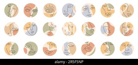 Grande insieme di varie facce forme astratte Illustrazione Vettoriale