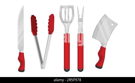 Set di accessori da cucina per la carne. Illustrazione Vettoriale
