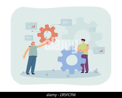 Persone che tengono gli ingranaggi in mano Illustrazione Vettoriale