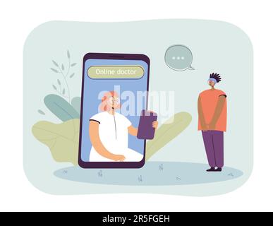 Paziente che utilizza la videochiamata per l'assistenza medica Illustrazione Vettoriale