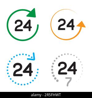 Set di simboli per gli interventi di manutenzione 24 ore al giorno Illustrazione Vettoriale