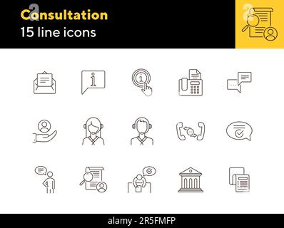 Set di icone della linea di consultazione Illustrazione Vettoriale