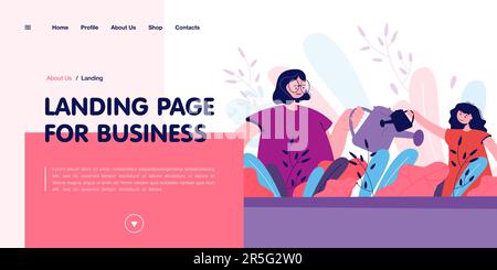 Madre e figlia di impianti di irrigazione in giardino Illustrazione Vettoriale