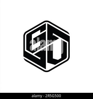 GV Letter Logo monogramma forma esagonale con ornamento astratto contorno isolato modello di disegno Foto Stock