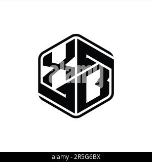 XB Letter Logo monogramma forma esagonale con ornamento astratto contorno isolato modello di progettazione Foto Stock