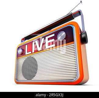 rendering ad alta risoluzione di una radio con un'icona live Foto Stock