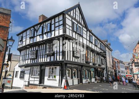 The Abbot's House su Butcher Row nel centro della città, Shrewsbury, Shropshire, Inghilterra, Regno Unito Foto Stock