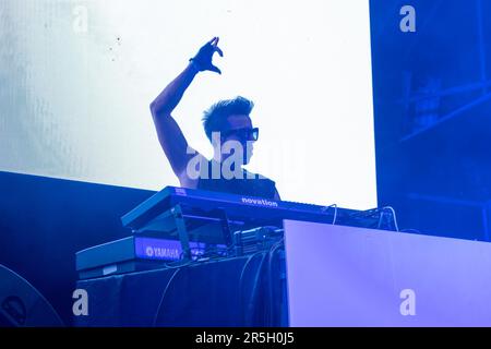 Bergamo, Italia. 03rd giugno, 2023. Maury, Eiffel 65 durante Eiffel 65, Concerto musicale a Bergamo, Italia, Giugno 03 2023 Credit: Independent Photo Agency/Alamy Live News Foto Stock