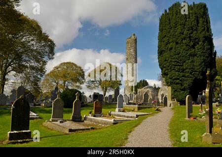 Torre rotonda, Monasterboice, Drogheda, County Louth, Torre rotonda, Irlanda Foto Stock