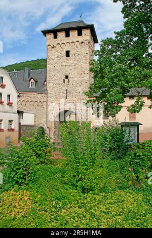 Gate Tower, Dausenau, Renania-Palatinato, Germania Foto Stock