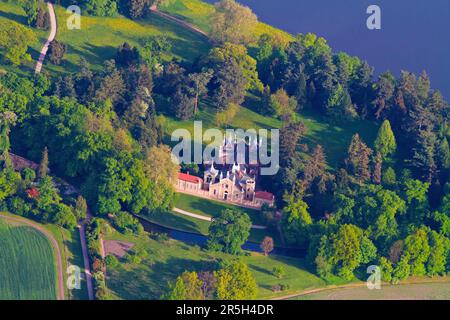 Casa gotica, Lago Woerlitz, Dessau-Woerlitz giardino Realm, Wittenberg County, Sassonia-Anhalt, Germania Foto Stock