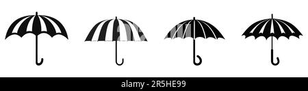 Set di icone a ombrello. Simbolo di ombrellone. Segnale meteo. Illustrazione vettoriale Illustrazione Vettoriale