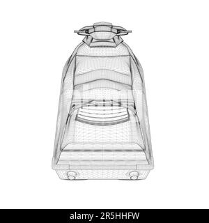 Wireframe scooter acquatico da linee nere isolate su sfondo bianco. Vista posteriore. 3D. Illustrazione vettoriale. Illustrazione Vettoriale