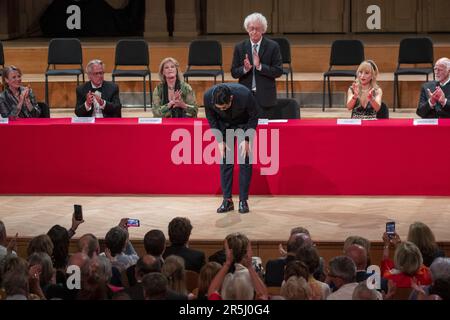 Bruxelles, Belgio. 04th giugno, 2023. Il vincitore, Taehan Kim, è stato raffigurato durante le finali del Concorso vocale Queen Elisabeth 2023, nella sala concerti Flagey di Bruxelles, sabato 03 giugno 2023. FOTO DI BELGA NICOLAS MAETERLINCK Credit: Belga News Agency/Alamy Live News Foto Stock