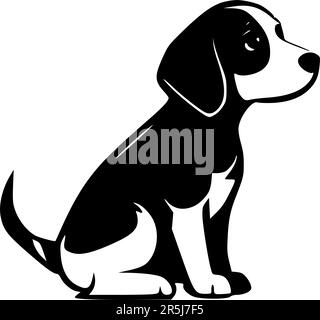 Illustrazione vettoriale isolata del cane da beagle nero Illustrazione Vettoriale