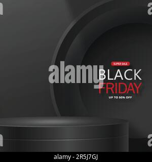 Venerdì nero vendita. Banner, poster, logo su sfondo scuro Illustrazione Vettoriale