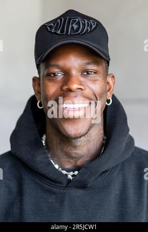 Los Angeles, Stati Uniti. 02nd giugno, 2023. Dennis Schröder, giocatore nazionale di basket, registrato durante un'intervista con dpa. Credit: Maximilian Haupt/dpa/Alamy Live News Foto Stock