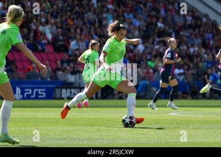 Eindhoven, Paesi Bassi. 03rd giugno, 2023. Eindhoven, Paesi Bassi, 3rd 2023 giugno: Lena Oberdorf ( 5 Wolfsburg ) durante la finale di calcio della UEFA Womens Champions League tra il FC Barcelona e la VFL Wolfsburg al Philips Stadion di Eindhoven, Paesi Bassi. (Julia Kneissl/SPP) Credit: SPP Sport Press Photo. /Alamy Live News Foto Stock