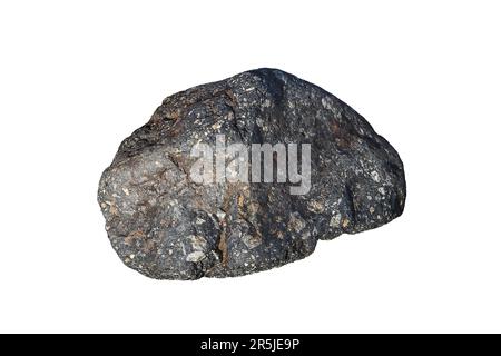 Grande masso di roccia grigia, immagine di scorta ritagliata e isolata su uno sfondo bianco Foto Stock