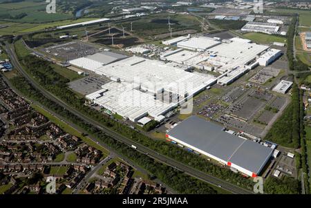 Veduta aerea dello stabilimento Nissan di Sunderland, Tyne & Wear, Regno Unito Foto Stock