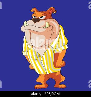 Bulldog in stile cartoon in una camicia. Illustrazione a colori vettoriali per la progettazione Illustrazione Vettoriale