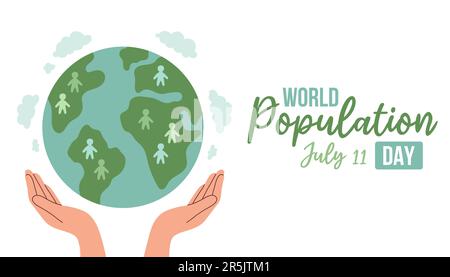 Illustrazione vettoriale della Giornata Mondiale della popolazione per biglietto di auguri, poster e banner. Illustrazione Vettoriale