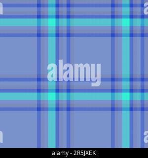 Tartan vettoriale plaid di fondo tessile senza cuciture con un motivo a trama di controllo nei colori blu e ciano. Illustrazione Vettoriale