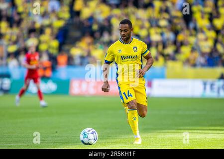 Broendby, Danimarca. 29th maggio 2023. Kevin Mensah (14) di Broendby SE visto durante il Superliga match 3F tra Broendby IF e FC Nordsjaelland al Broendby Stadion di Broendby. (Photo credit: Gonzales Photo - Dejan Obretkovic). Foto Stock