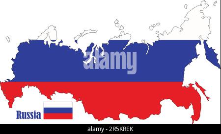 Mappa e bandiera della Russia Illustrazione Vettoriale