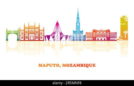 Panorama a colori della città di Maputo, Mozambico - illustrazione vettoriale Illustrazione Vettoriale