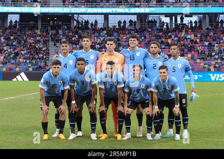 Santiago del estero, Argentina. 4th giugno, 2023. Squadra dell'Uruguay prima del quarto incontro finale della Coppa del mondo FIFA U20 allo stadio Madres de Ciudades ( Credit: Néstor J. Beremblum/Alamy Live News Foto Stock